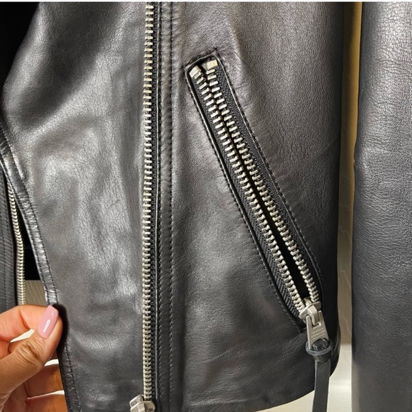 NWOT ALL SAINTS THE DALDY BLACK BIKER LEATHER JACKET SIZE O - Picture 13 of 16